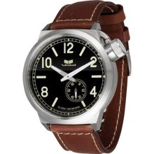 Vestal Mens Canteen Analog Stainless Watch - Brown Leather Strap ...