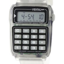 Vestal Men's Dat007 Datamat Glow-In-The-Dark Buttons Clear Calculator Watch