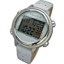 Vibralite 12 Vibrating Watch - With White Leather Band