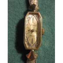 Vtg Ladies 10k White Gf Octagonal Wittnauer Dress Watch.