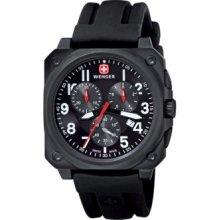 Wenger Men's Swiss AeroGraph Cockpit Chrono Black Rubber Strap Watch