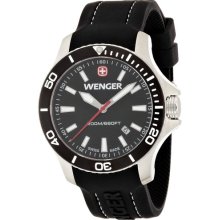 Wenger Seaforce Men's Quartz Watch With Black Dial Analogue Display And Black Silicone Strap 010641103