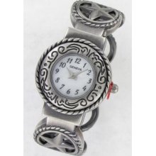 Western Stars Pewter Cowgirl Bracelet Bangle Watch