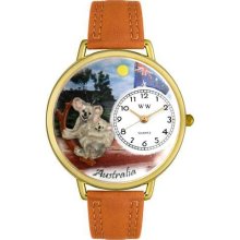 Whimsical Watches Australia Tan Leather And Goldtone Watch #G1420001