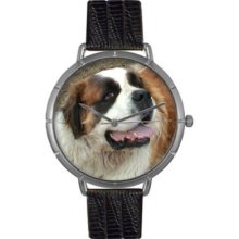 Whimsical Watches Women s Saint Bernard Quartz Black Leather Strap Watch