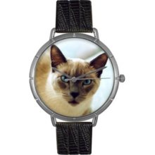 Whimsical Watches Women s Siamese Cat Quartz Black Leather Strap Watch