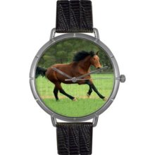 Whimsical Watches Women s Holsteiner Horse Quartz Black Leather Strap Watch