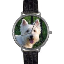 Whimsical Watches Women s Westie Quartz Black Leather Strap Watch