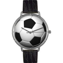 Whimsical Watches Women s Soccer Lover Quartz Black Leather Strap Watch