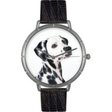 Whimsical Watches Women's Japanese Quartz Dalmatian Black Leather Strap Watch GOLD