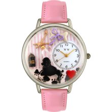 Whimsical Women's Dog Groomer Theme Pink Leather Watch