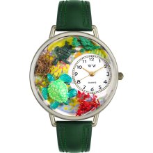 Whimsical Women's Turtle Theme Hunter Green Leather Watch