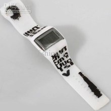 White Fashion And Unique Digital Display Design Wrist Watch With Blu