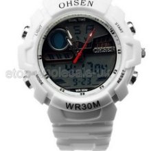 White Fashion Multifonction Digital Analog Dual Display Sport Watch Wh1008a-w