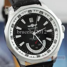 Winner Mens Designer Watches Automatic Diver Watch Men Leather Mecha