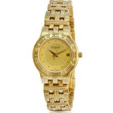 Wittnauer 11m01 Swiss Calendar Gold Tone Dress Women's Watch