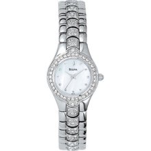 Women Bulova 96T14 Dress Stainless Steel Dress Mother Of Pearl Dial