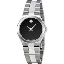 Women Movado 606558 Stainless Steel Case and Bracelet Black Dial