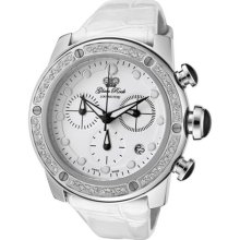 Women's Aqua Rock Diamonds Chronograph White Dial White Genuine L ...