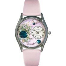 Women's December Pink Leather and Silvertone Watch in Silver ...