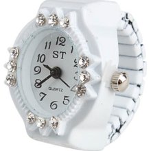 Women's Fish-Shaped Style Alloy Analog Quartz Ring Watch (White)