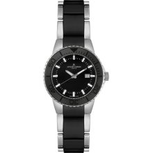 Women's Geneve Stainless Steel and Black Ceramic