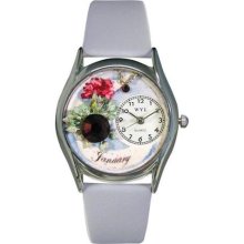 Women's January Baby Blue Leather and Silvertone Watch in Silver ...