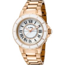 Women's Marina White Dial Gold Tone Ion Plated SS ...