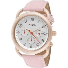 Women's Maya Chronograph Silver Dial Pink Genuine Leather ...