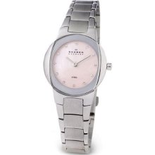 Womens Skagen Steel Dress Crystal Pink Mop Watch 589SSXP