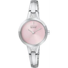 Women's Stainless Steel Case and Bracelet Silhouette Eco-Drive Crystals Pink Dia