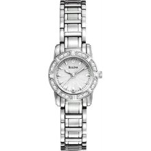 Women's Stainless Steel Quartz White Dial Diamond Bezel