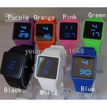 100pcs/lot,latest Style Of Silicon Band, Led Digital Movement, Touch