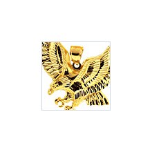 10K Yellow Gold Eagle Bird Mens Pendant