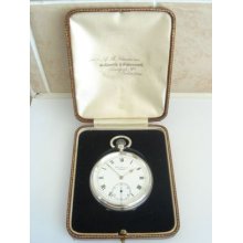 1929 J W Benson Silver Cased Pocket Watch The Bank In Working Order