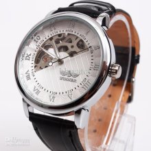 1pcs New Leather Winner Watch Automatic Mechanical Mens Luxury Watch