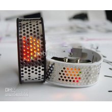 2pcs Unisex Binary Led Robot Digital Bangle 72 Light Wrist Women's L