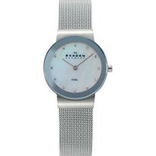 358sssd1 Skagen Denmark Womens Steel Watch & Mirror Border With Cuff