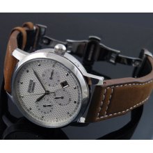 44mm Parnis Textured Dial White Dial Automatic Deloyment Buckle Clasps Watch 288