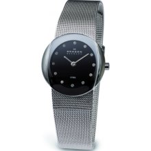 589SSSB Skagen Ladies Steel Black Mesh Watch