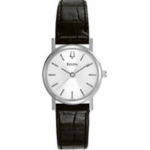 96L104 -- Bulova Women's Black Leather Strap Watch W/Round Dial Corporate Collection Corporate Collection