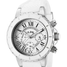 A_line Watch 20101dv Women's Marina Chronograph White Dial White Silicone