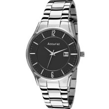 Accurist Men's Quartz Watch With Black Dial Analogue Display And Silver Stainless Steel Bracelet Mb649b