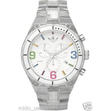 Adidas Cambridge Chronograph Clear Nylon Plastic Bracelet Watch Adh2517