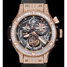 Aero Bang Bigger Bang Jewellery Tourbillon (RG-Baguettes / Skeleton Black /Black Rubber Strap)