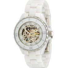 Akribos Xxiv Ak508wt Midsize White Ceramic Automatic Womens Watch