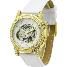 Akribos XXIV Open Heart Collection Skeleton Automatic Yellow Gold Plat