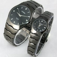 All Black Steel Pair Lover Couple's Quartz Watch Valentine's Gifts