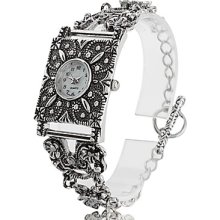 Alloy Women's Retro Analog Quartz Bracelet Watch A091 (Silver)