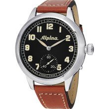 Alpina Watches Alpina Aviation Startimer Pilot Men's Black Dial Brown